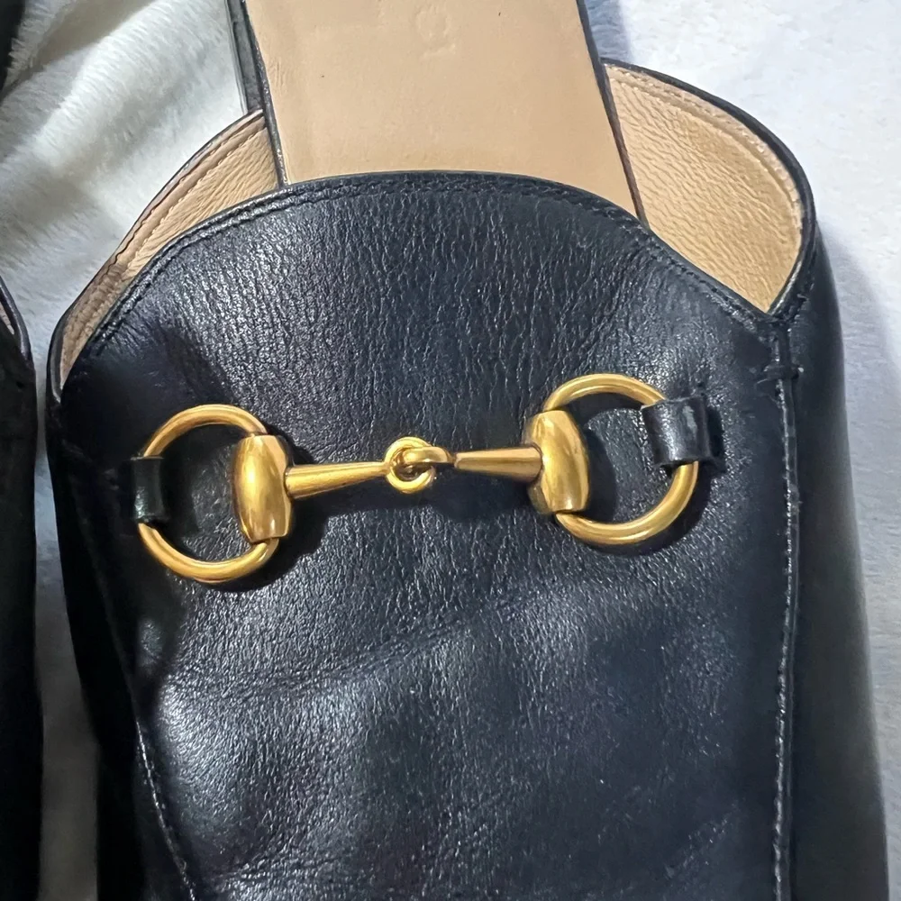 Gucci Black Mules with Gold Accent - Picture 3 of 4